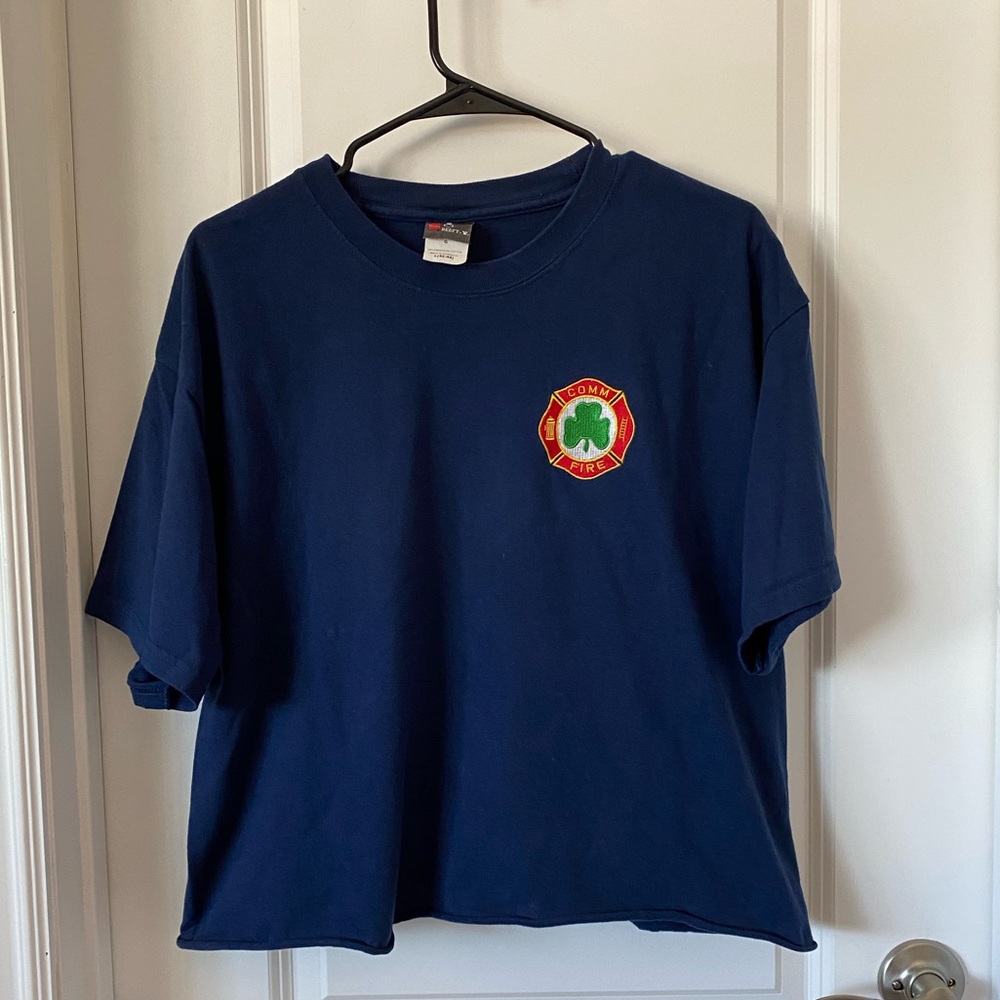 Vintage fireman tshirt navy blue